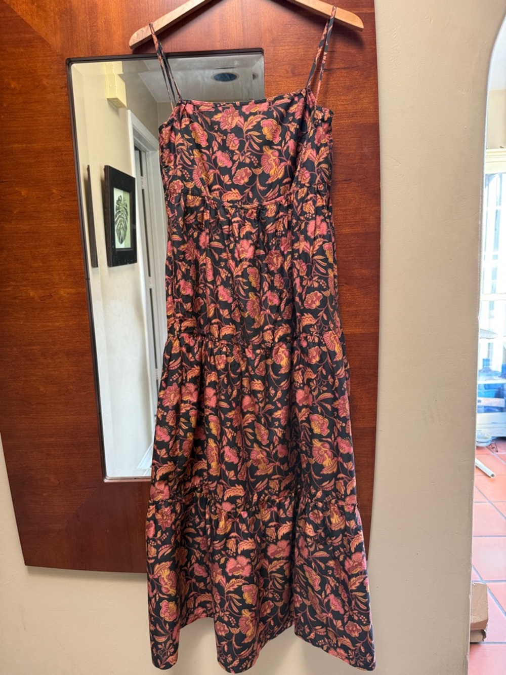 Matteau Floral Cotton Poplin Tiered Midi Dress Open Back Matteau Size 1 / US 2 - Picture 9 of 12